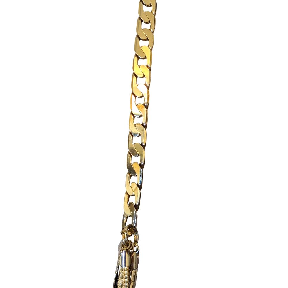 Chunky Long One Strand Into Seven Strands High Shine Gold Tone Chain Necklace - Picture 3 of 8